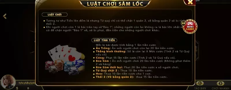 Cách tính điểm Sâm lốc tại cổng Fb68